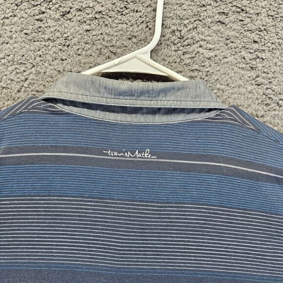 Travis Mathew Polo‎ Shirt Mens Size Large Gray Striped Short Sleeve - Picture 9 of 10